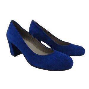 EILEEN FISHER Women's Indigo Blue Suede Pumps Heels Rounded Toe Size 6